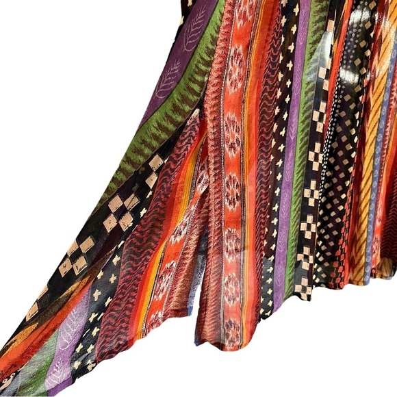 Rene Derhy Vintage Sheer Tribal Print Tunic Top Boho Half Button Front Sz L - Picture 7 of 11